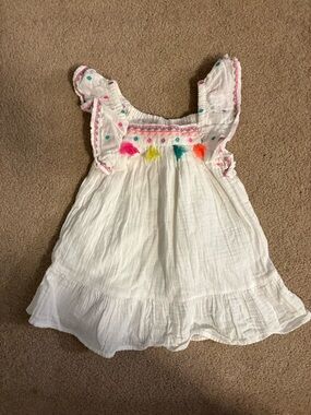 Cat & Jack White Dress with Colorful Tassels
